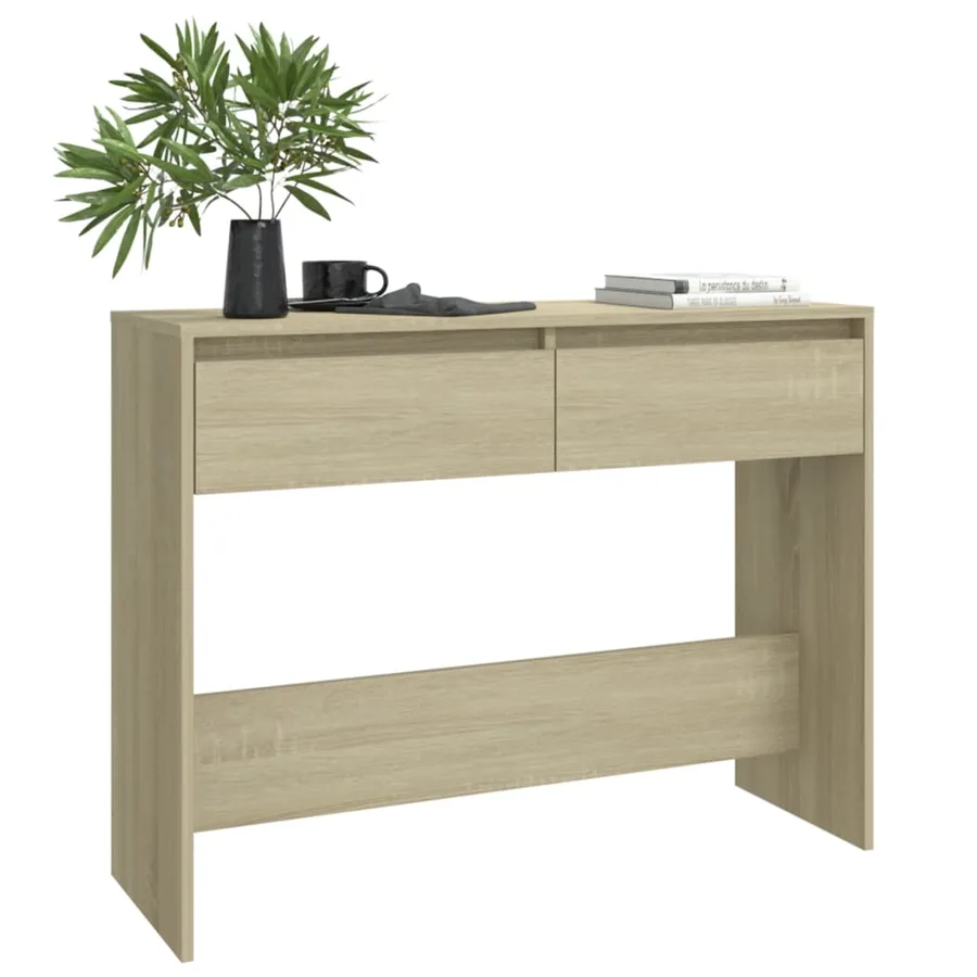 Table console chêne sonoma 100x35x76,5 cm bois d'ingénierie - 3