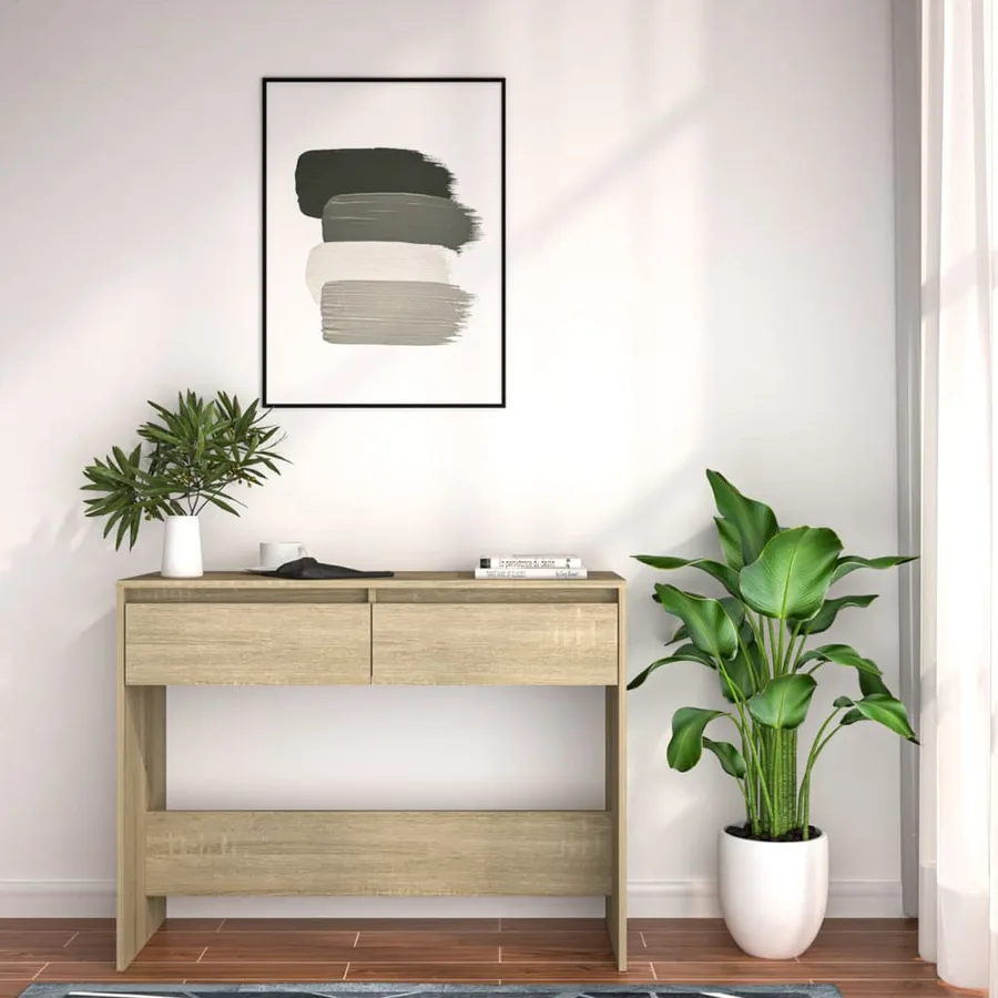 Table console chêne sonoma 100x35x76,5 cm bois d'ingénierie - 4