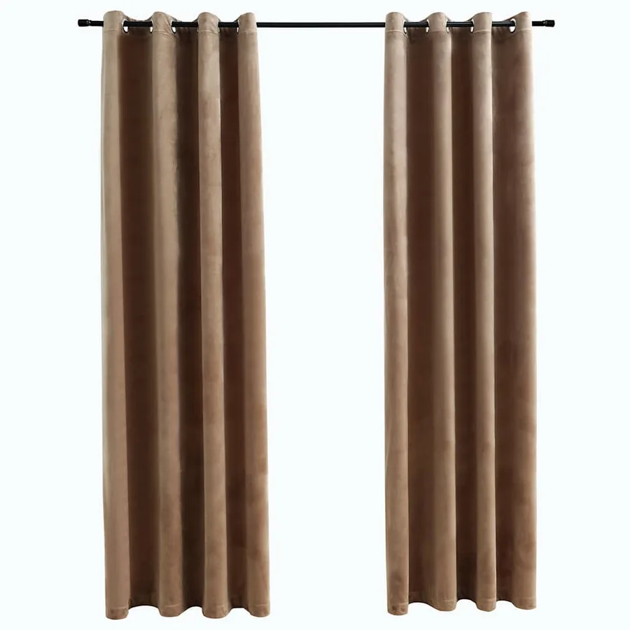 Rideaux occultants avec anneaux 2 pcs Velours Beige 140x175 cm - 2