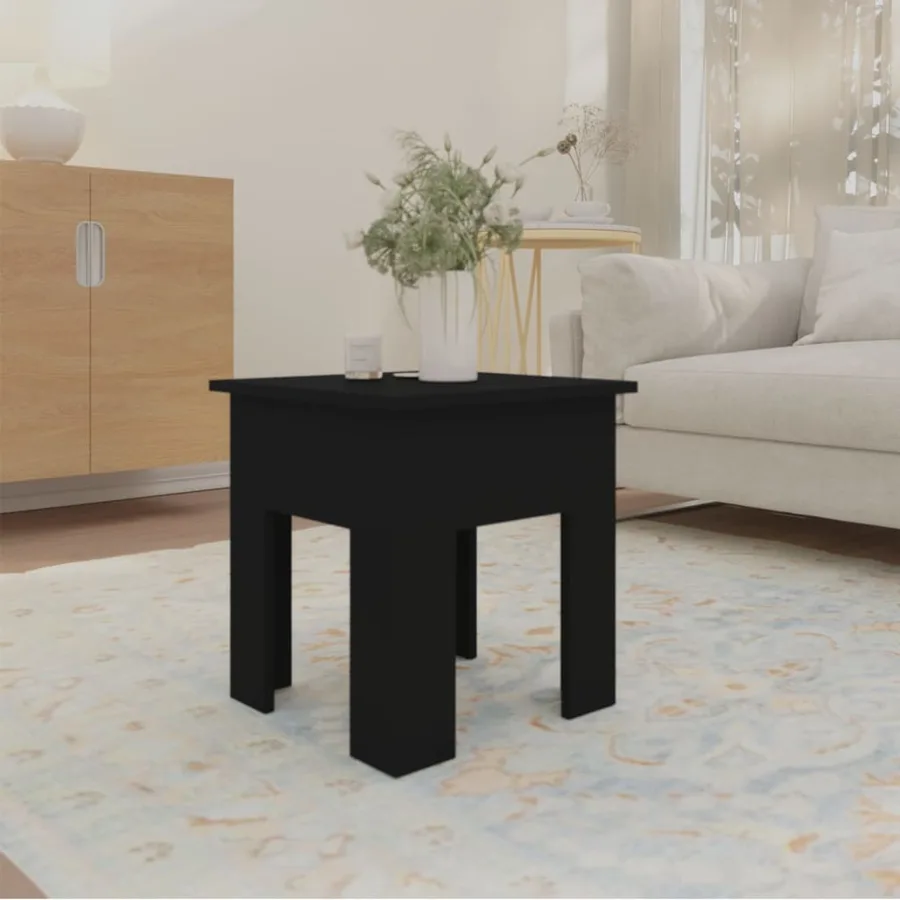Table basse noir 40x40x42 cm bois d'ingénierie - 3