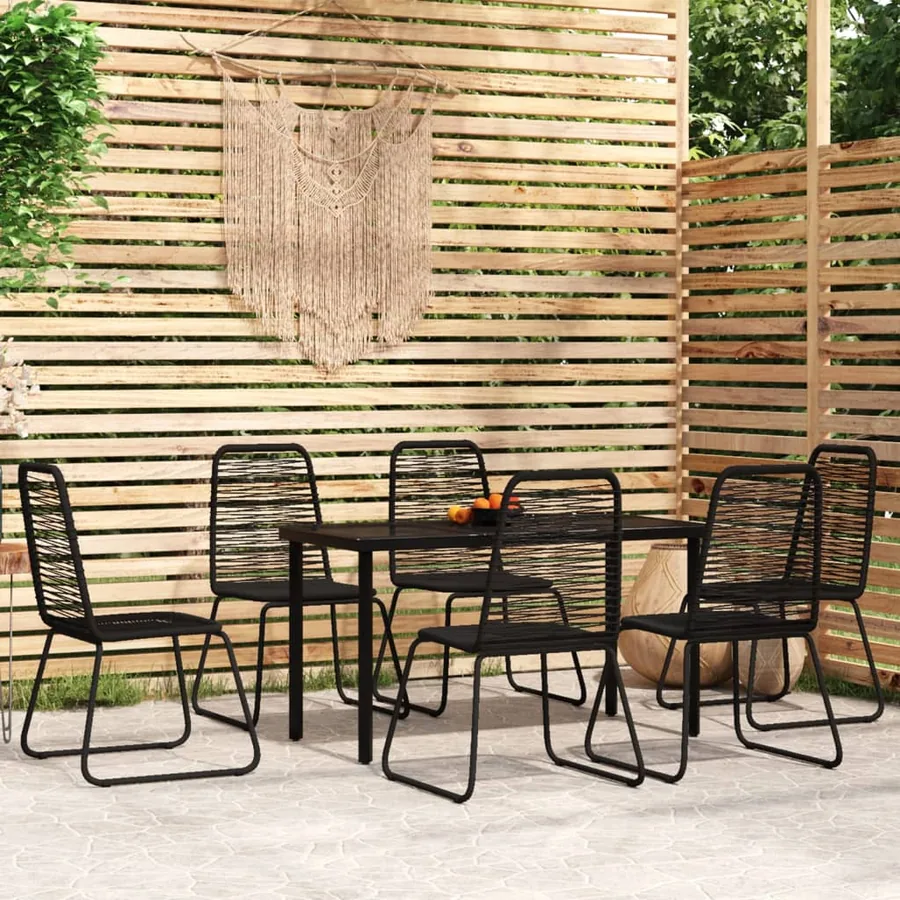Ensemble à manger de jardin 7 pcs Noir
