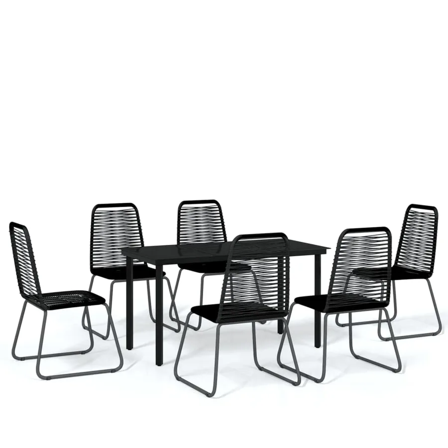 Ensemble à manger de jardin 7 pcs Noir - 2