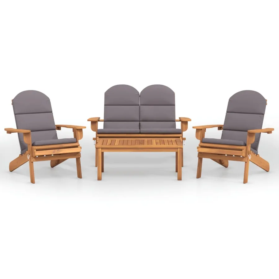 Ensemble de salon de jardin Adirondack 4 pcs bois acacia solide - 2