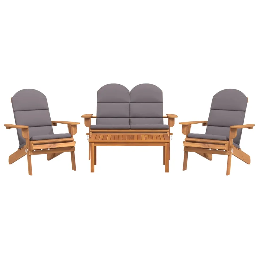 Ensemble de salon de jardin Adirondack 4 pcs bois acacia solide - 3