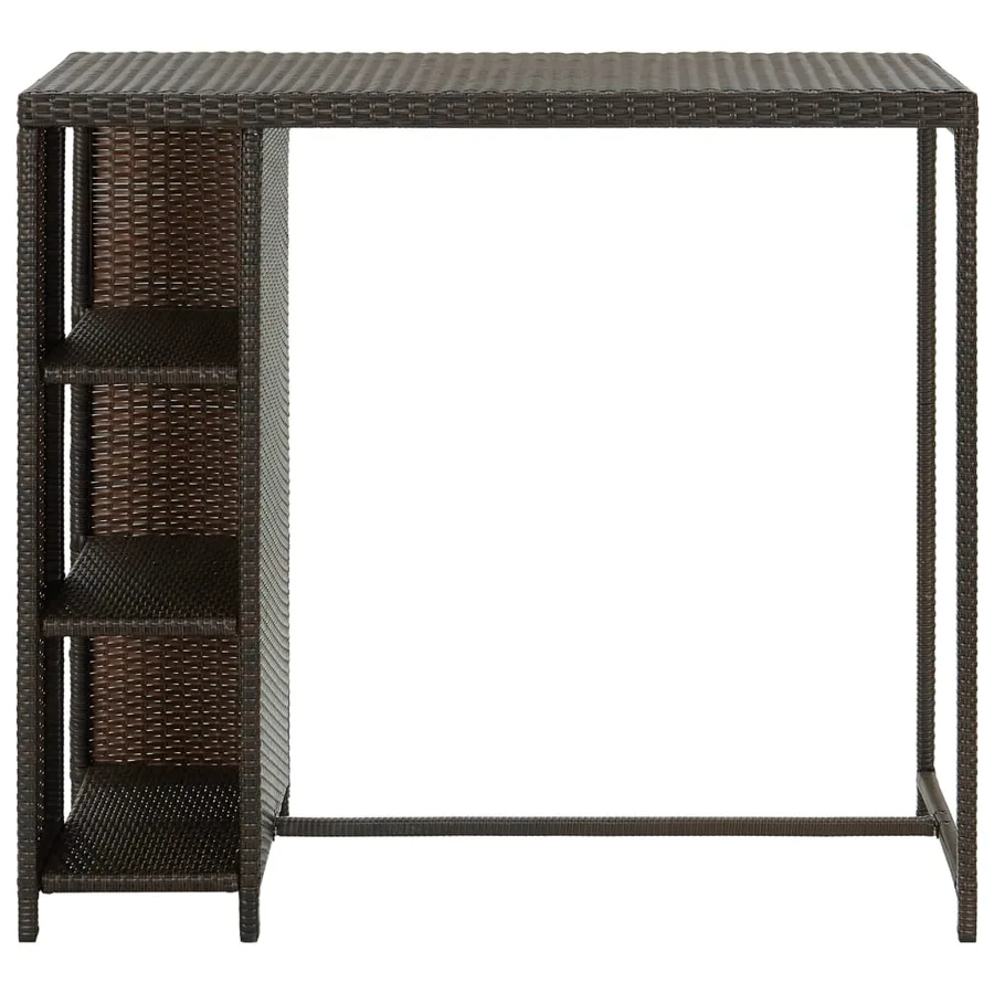 Table de bar avec rangement Marron 120x60x110 cm Résine tressée - 2