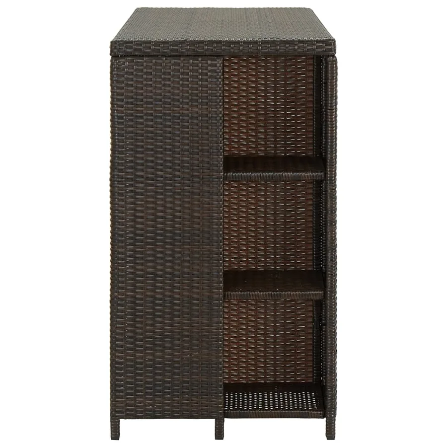 Table de bar avec rangement Marron 120x60x110 cm Résine tressée - 3