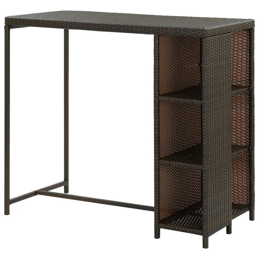 Table de bar avec rangement Marron 120x60x110 cm Résine tressée - 4