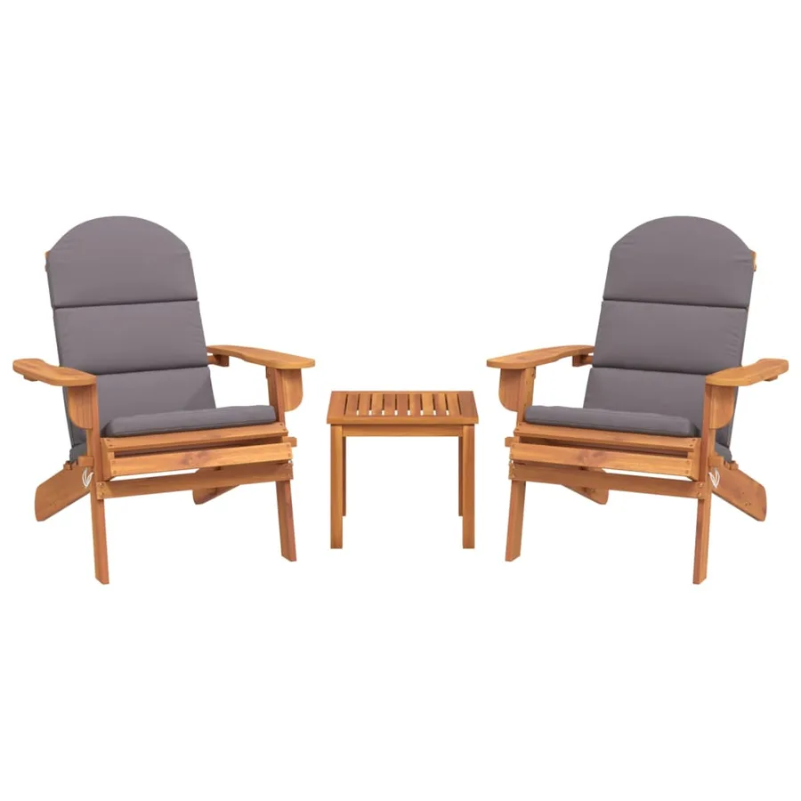 Ensemble de salon de jardin Adirondack 3 pcs bois acacia solide - 3
