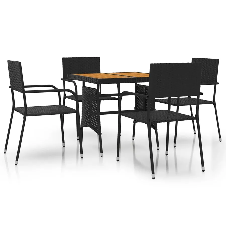 Mobilier à dîner d'extérieur 5 pcs Résine tressée Noir - 2