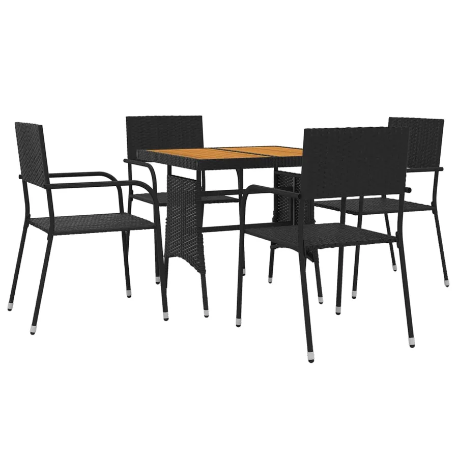 Mobilier à dîner d'extérieur 5 pcs Résine tressée Noir - 3