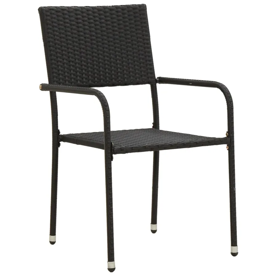 Mobilier à dîner d'extérieur 5 pcs Résine tressée Noir - 4