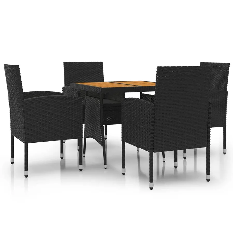 Ensemble à manger d'extérieur 5 pcs Résine tressée Noir - 2