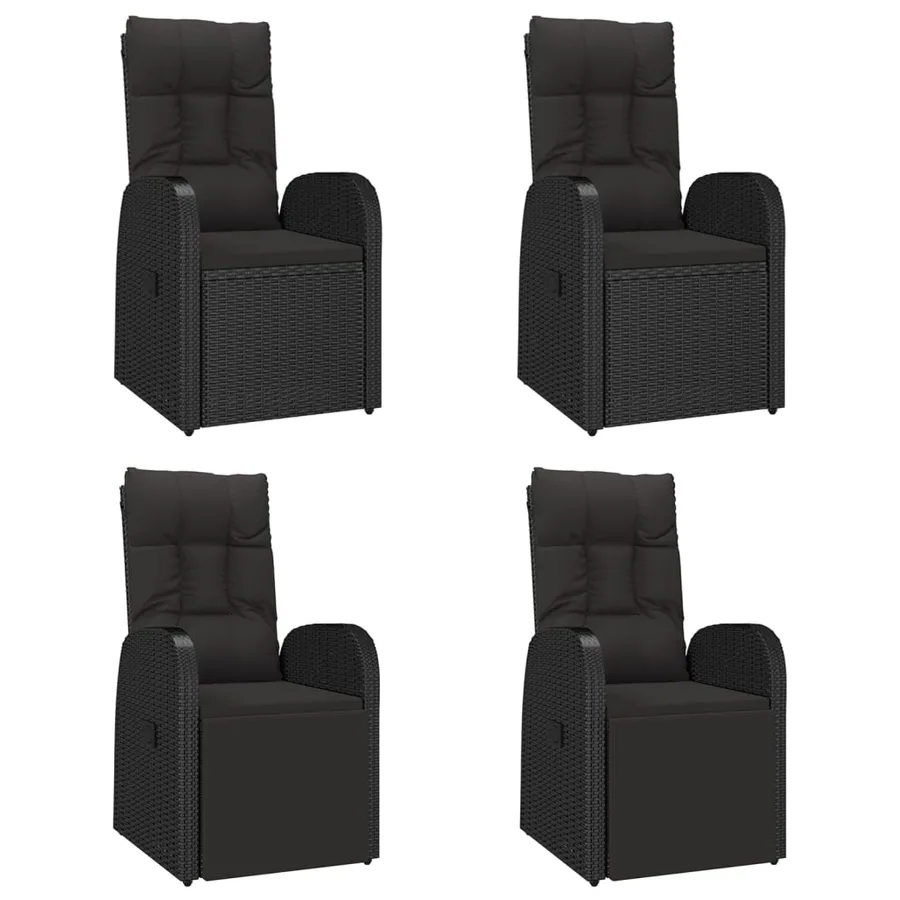 Ensemble à manger de jardin coussins 5pcs Noir Résine tressée - 4