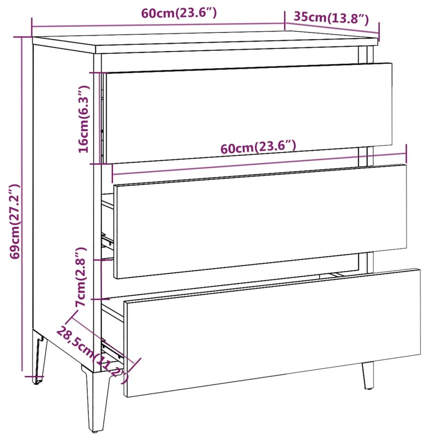 Buffet Chêne fumé 60x35x69 cm Bois d'ingénierie - 8