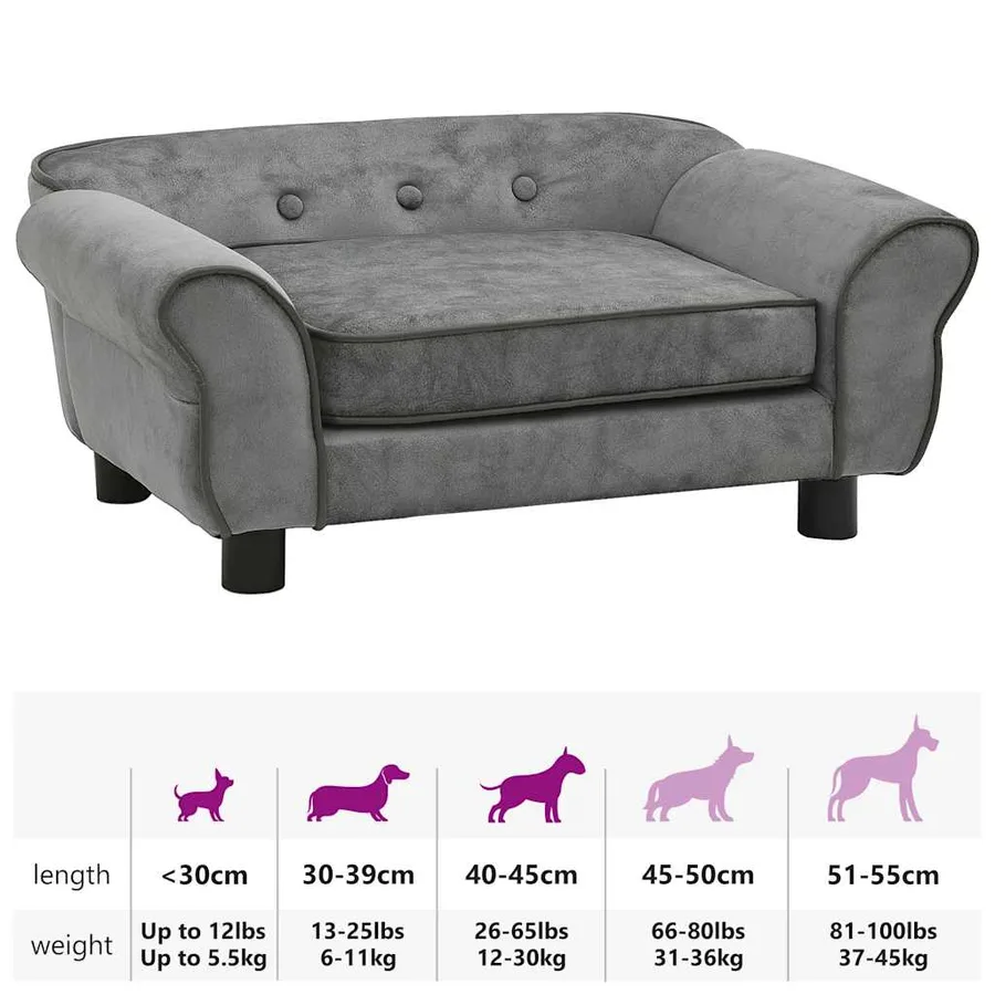 Canapé pour chien Gris foncé 72x45x30 cm Peluche - 14
