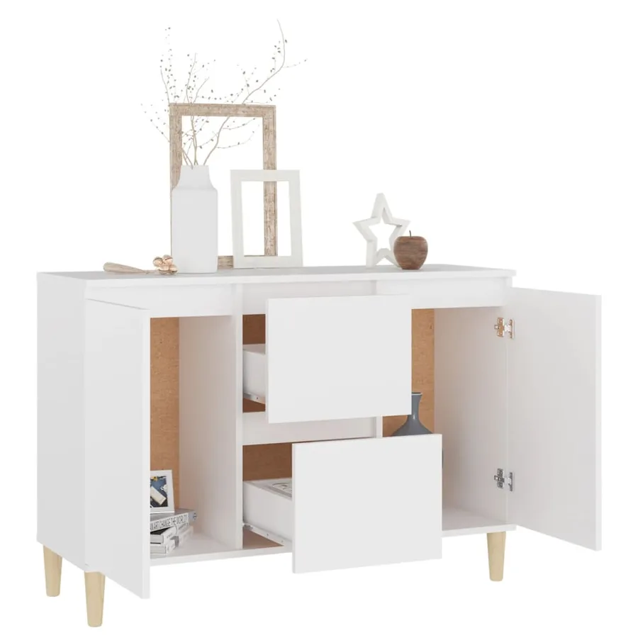 Buffet blanc 101x35x70 cm bois d'ingénierie - 3