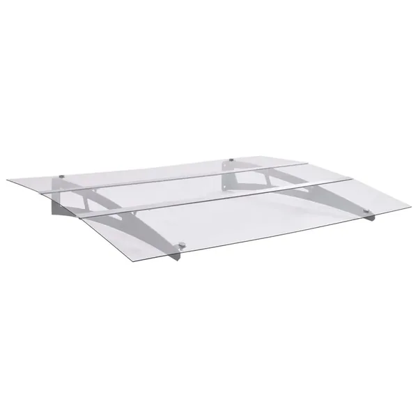 Auvent de porte argent et transparent 150x90 cm PET