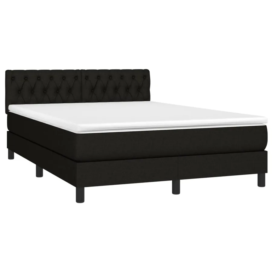 Sommier à lattes de lit avec matelas Noir 140x200 cm Tissu - 3