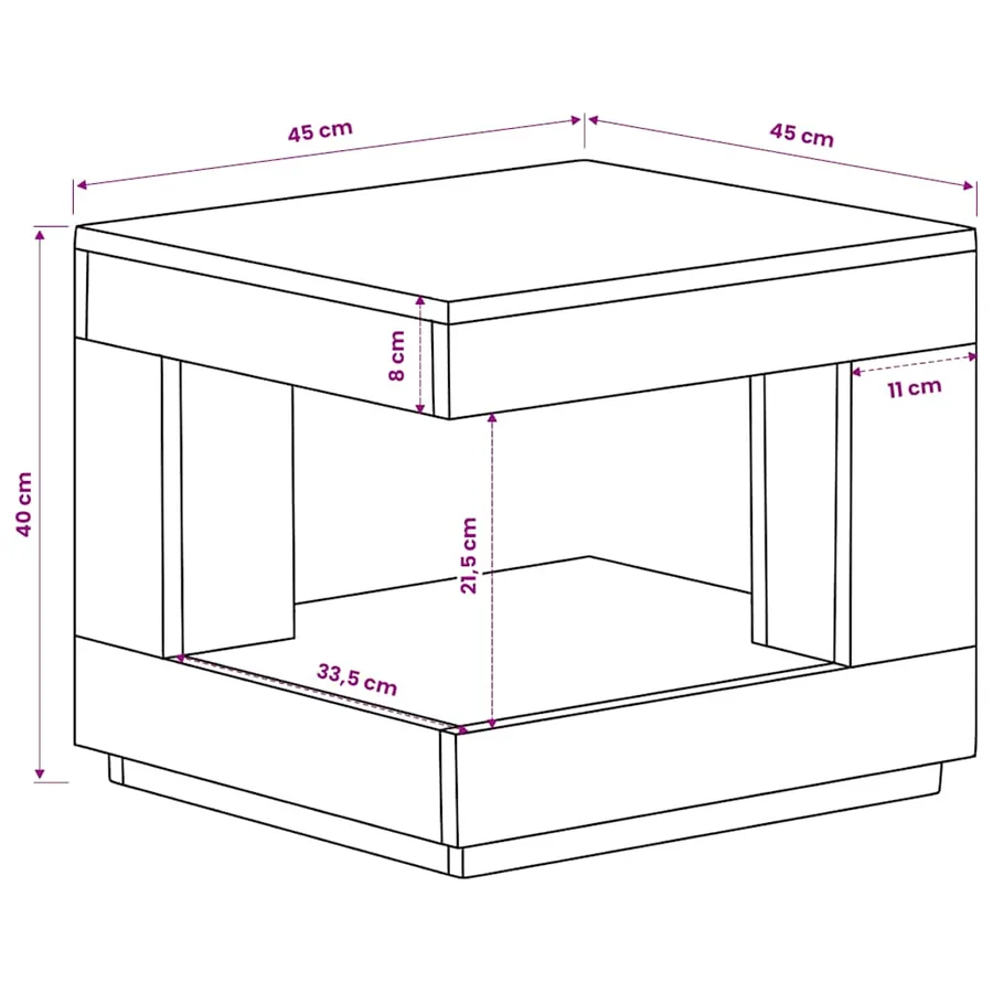 Table basse 45x45x40 cm Bois d'acacia massif - 7