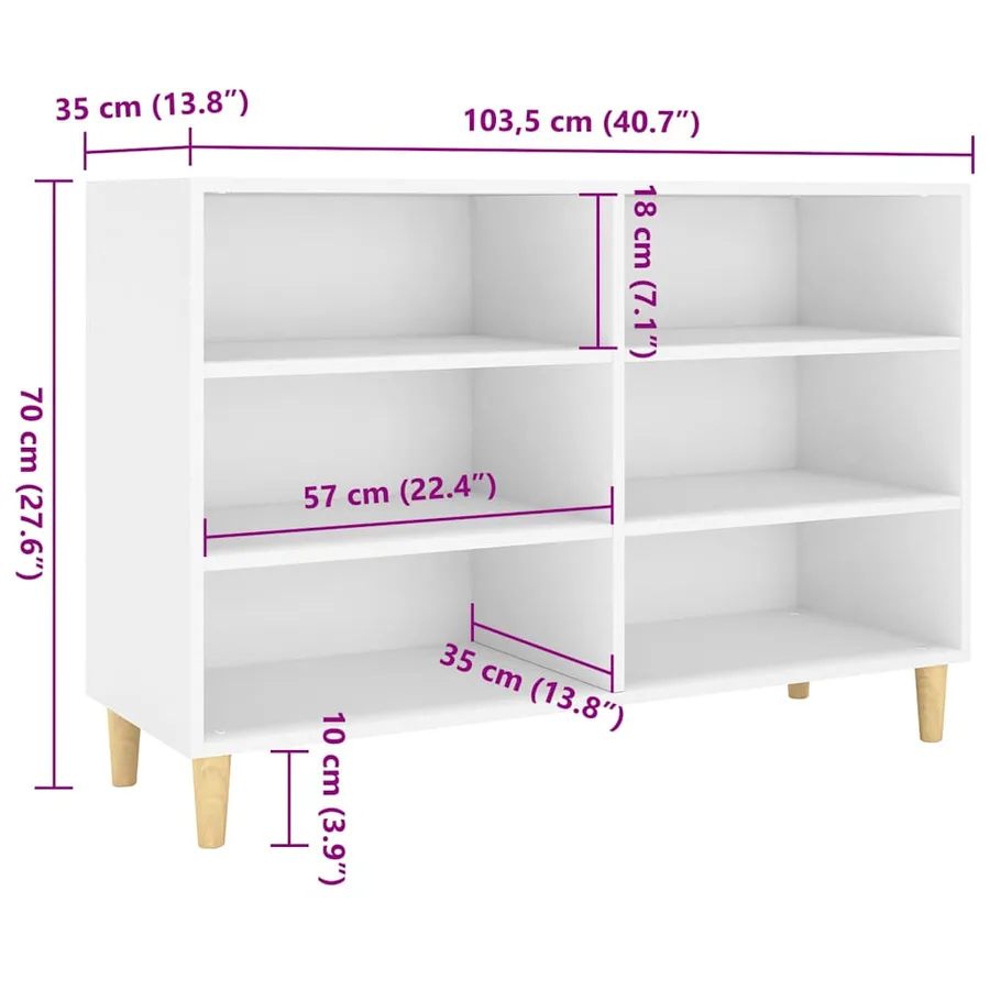 Buffet blanc 103,5x35x70 cm bois d'ingénierie - 6