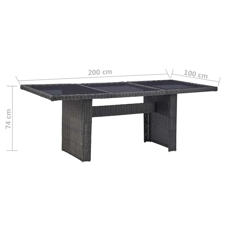 Ensemble à manger de jardin 9 pcs Résine tressée Noir - 15