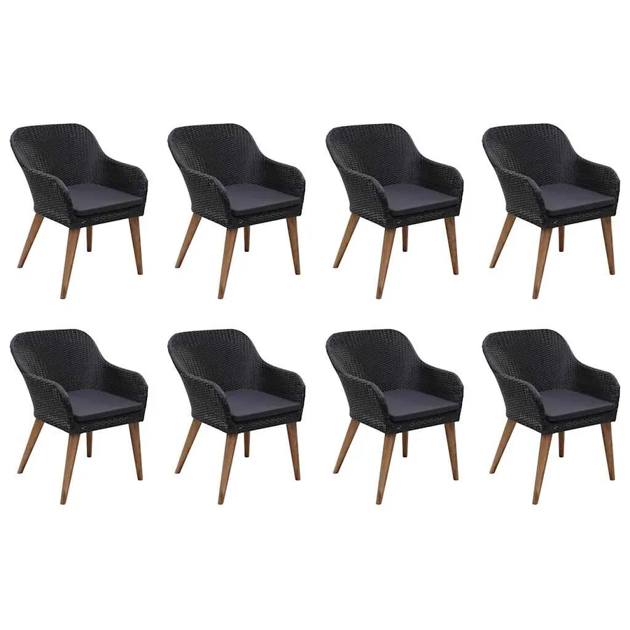 Ensemble à manger de jardin 9 pcs Résine tressée Noir - 3