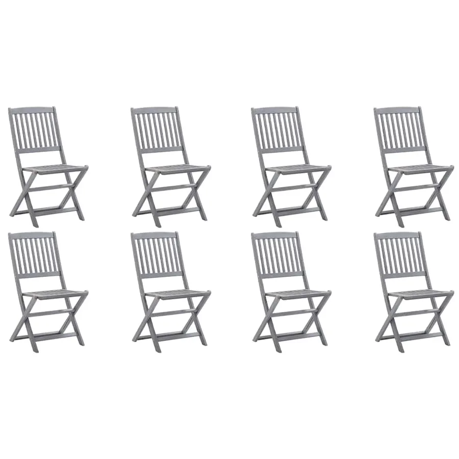 Chaises pliables d'extérieur lot de 8 et coussins Bois d'acacia - 2