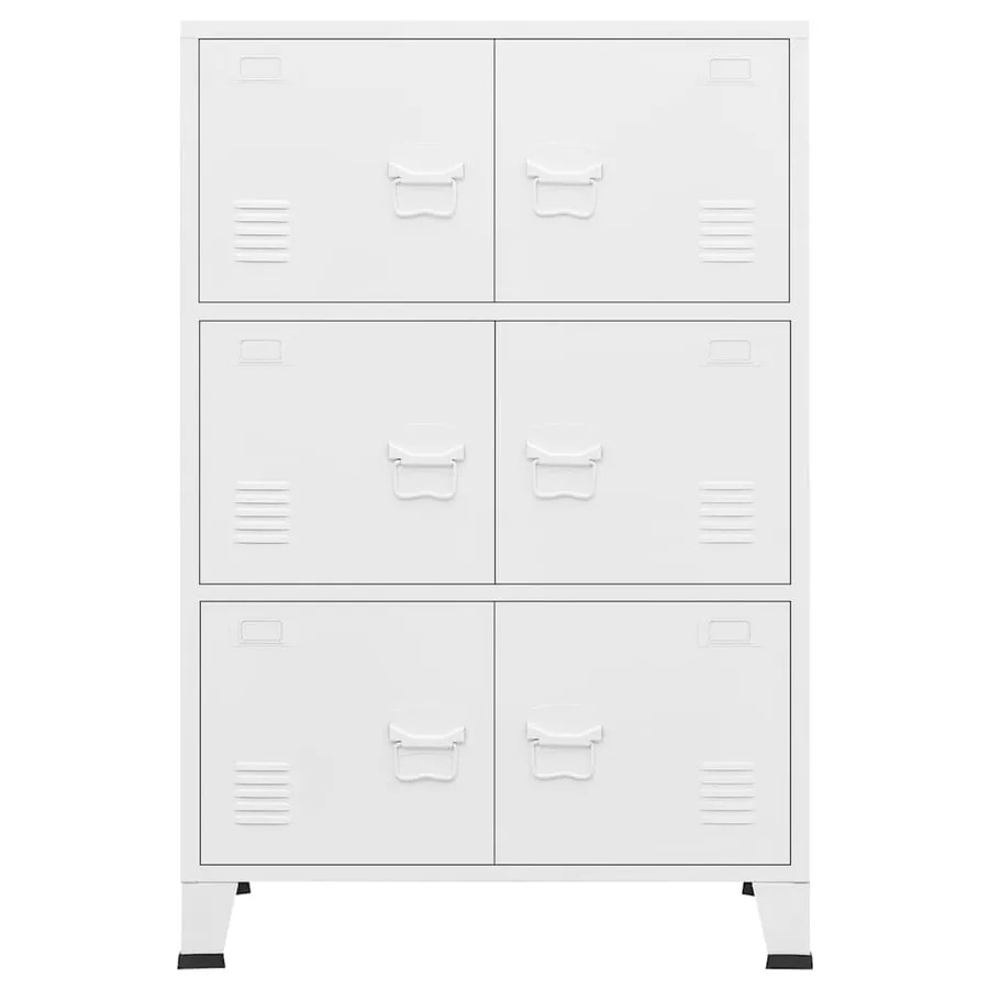 Coffre de rangement industriel Blanc 75x40x115 cm Métal - 4