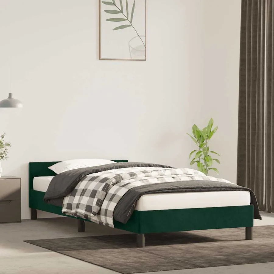 Cadre de lit sans matelas vert foncé 80x200 cm velours