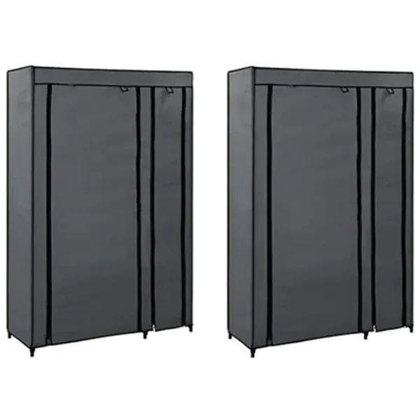 Garde-robes pliables 2 pcs Gris 110x45x175 cm Tissu