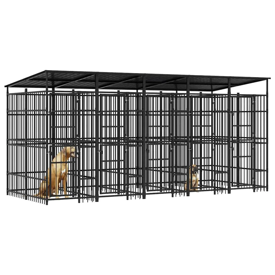 Chenil d'extérieur avec toit pour chiens Acier 9,22 m² - 4