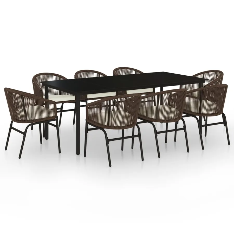 Ensemble à manger de jardin 9 pcs Marron - 2