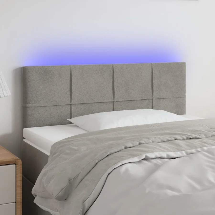 Tête de lit à LED Gris clair 100x5x78/88 cm Velours
