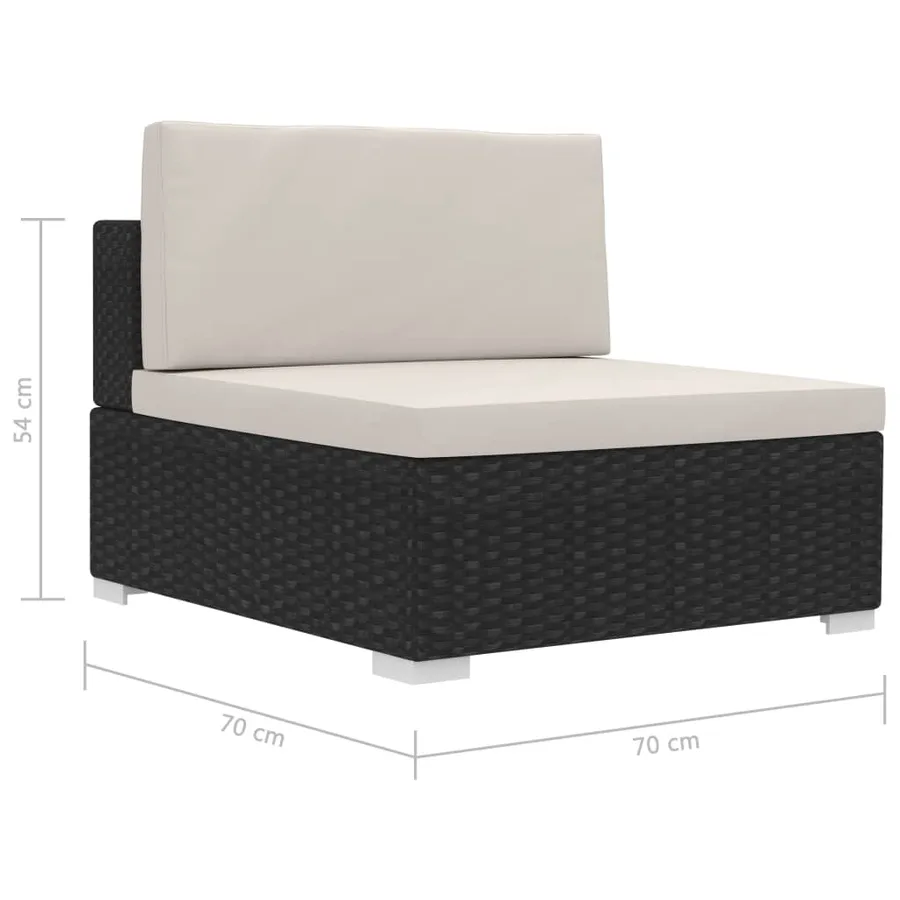 Salon de jardin 4 pcs avec coussins résine tressée noir - 11