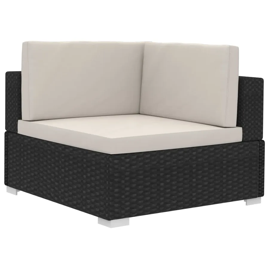 Salon de jardin 4 pcs avec coussins résine tressée noir - 4