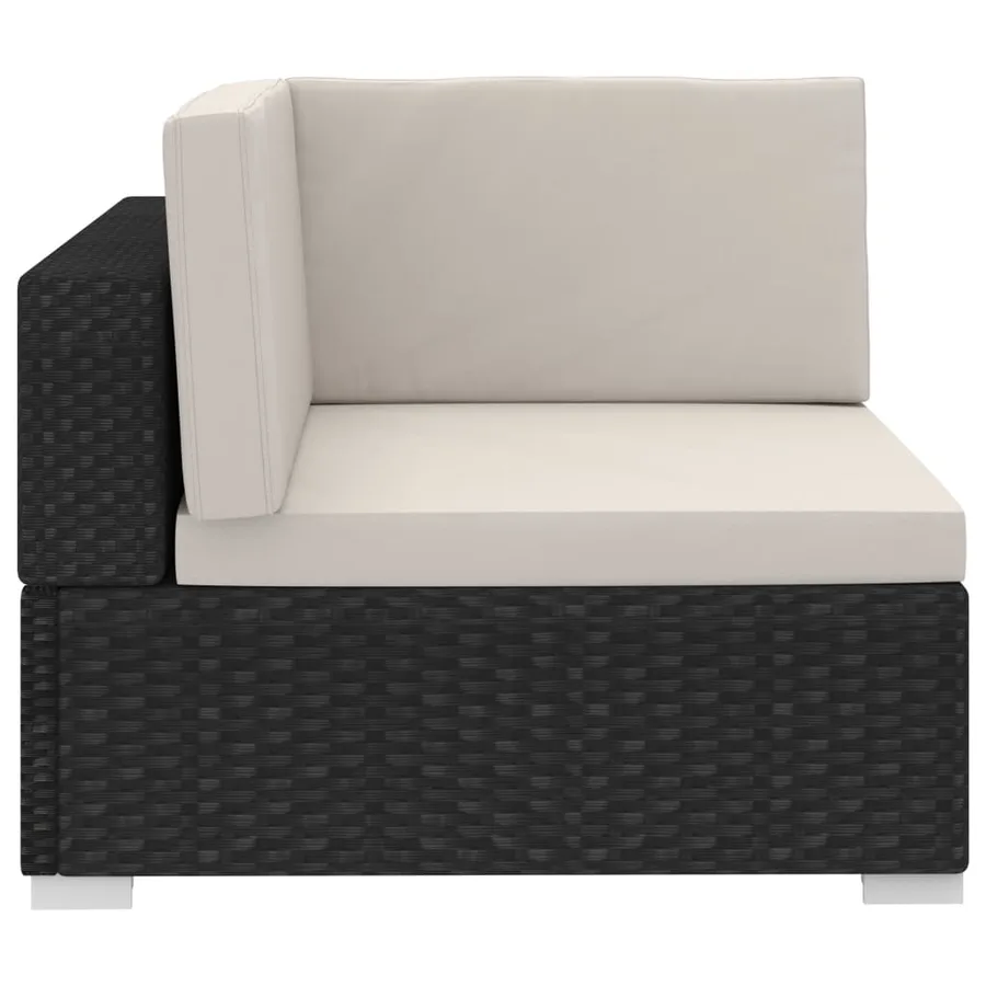 Salon de jardin 4 pcs avec coussins résine tressée noir - 5