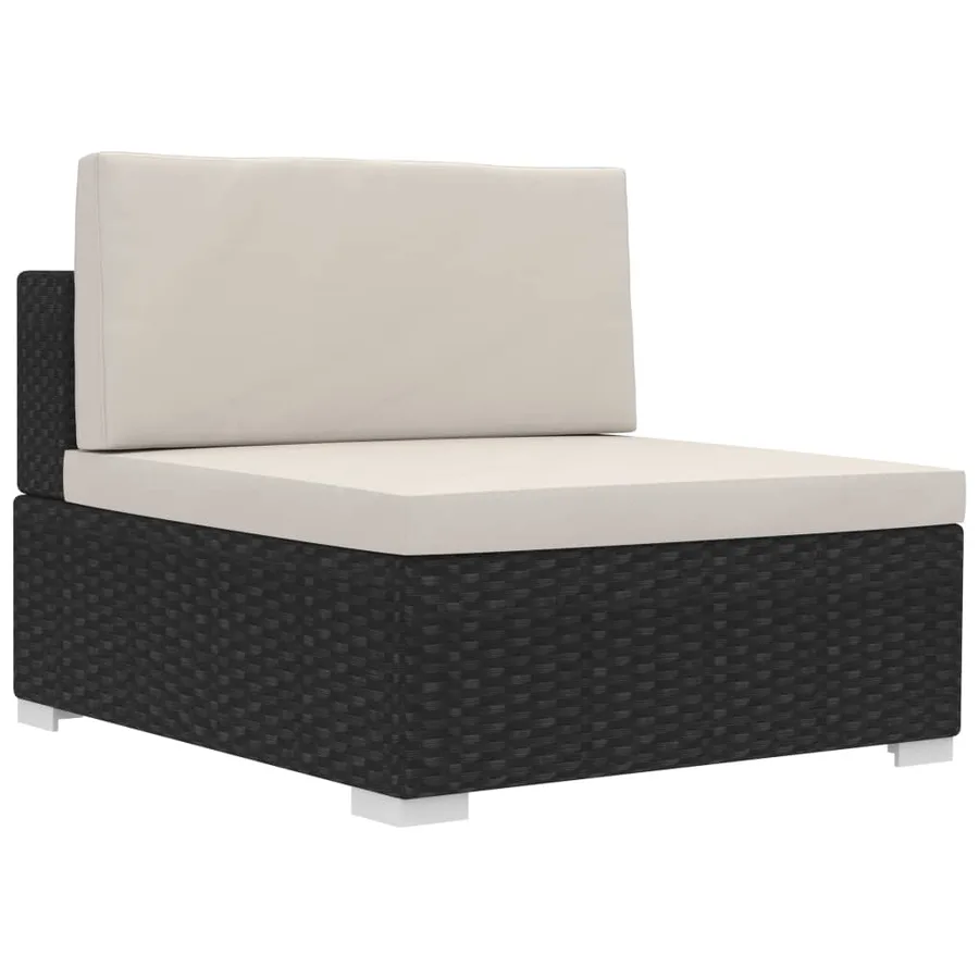 Salon de jardin 4 pcs avec coussins résine tressée noir - 7