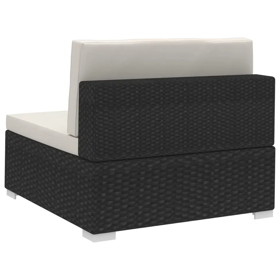 Salon de jardin 4 pcs avec coussins résine tressée noir - 9