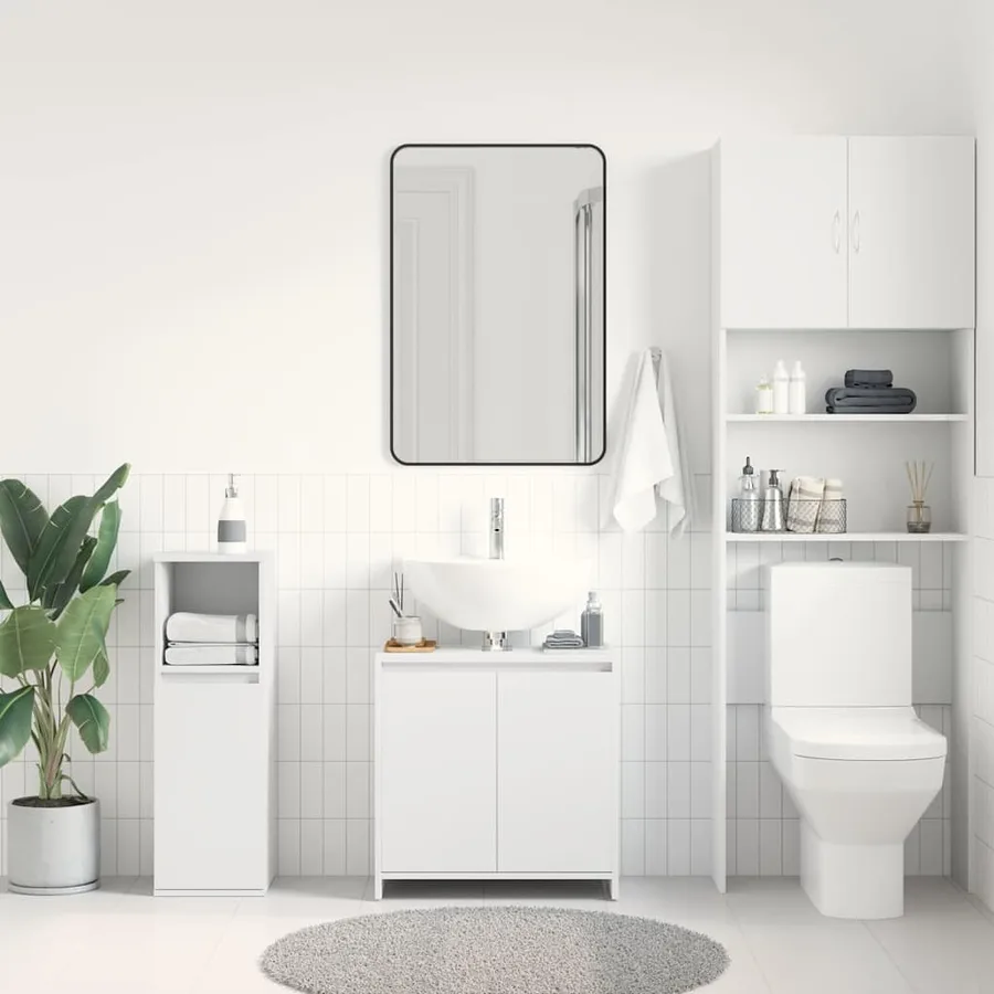 Armoire de salle de bain Blanc 60x33x61 cm Bois d'ingénierie - 3