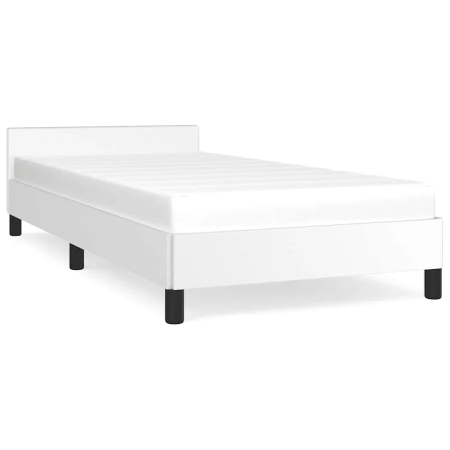 Cadre de lit avec tête de lit sans matelas blanc 90x190 cm - 2