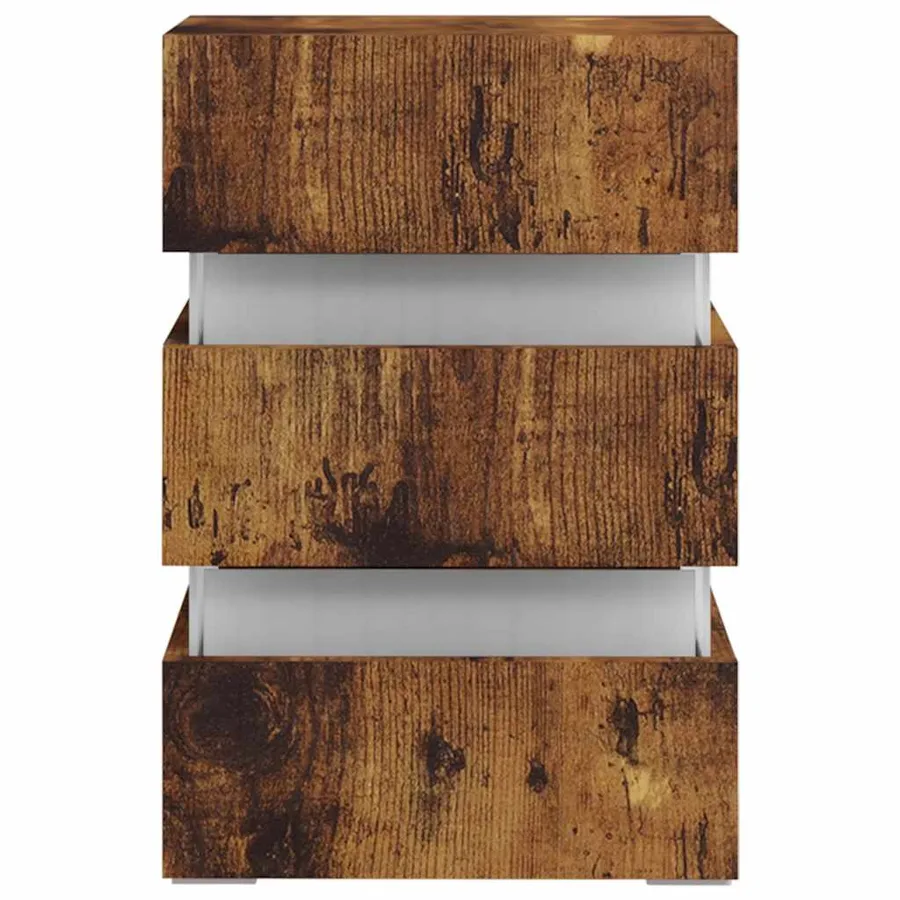 Table de chevet à LED chêne fumé 45x35x67 cm bois d'ingénierie - 6