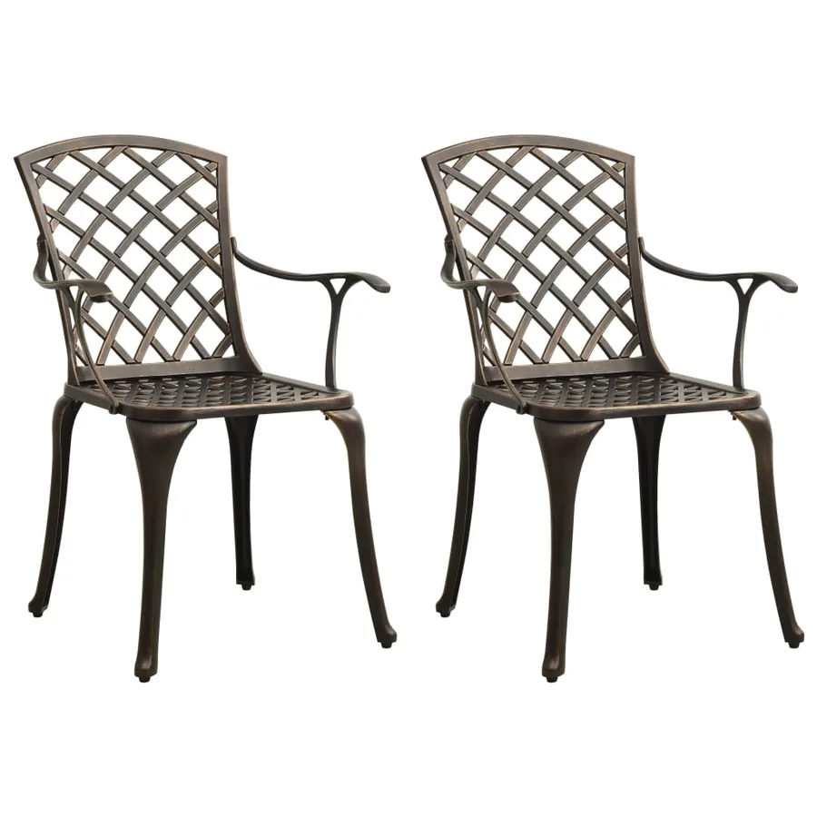 Chaises de jardin lot de 2 Aluminium coulé Bronze