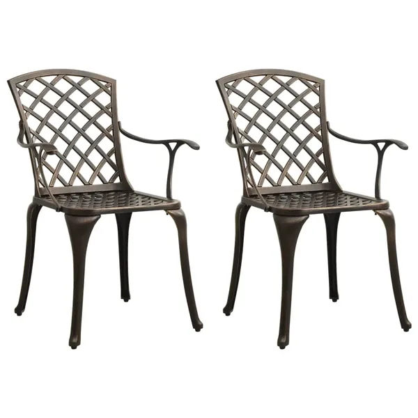 Chaises de jardin lot de 2 Aluminium coulé Bronze