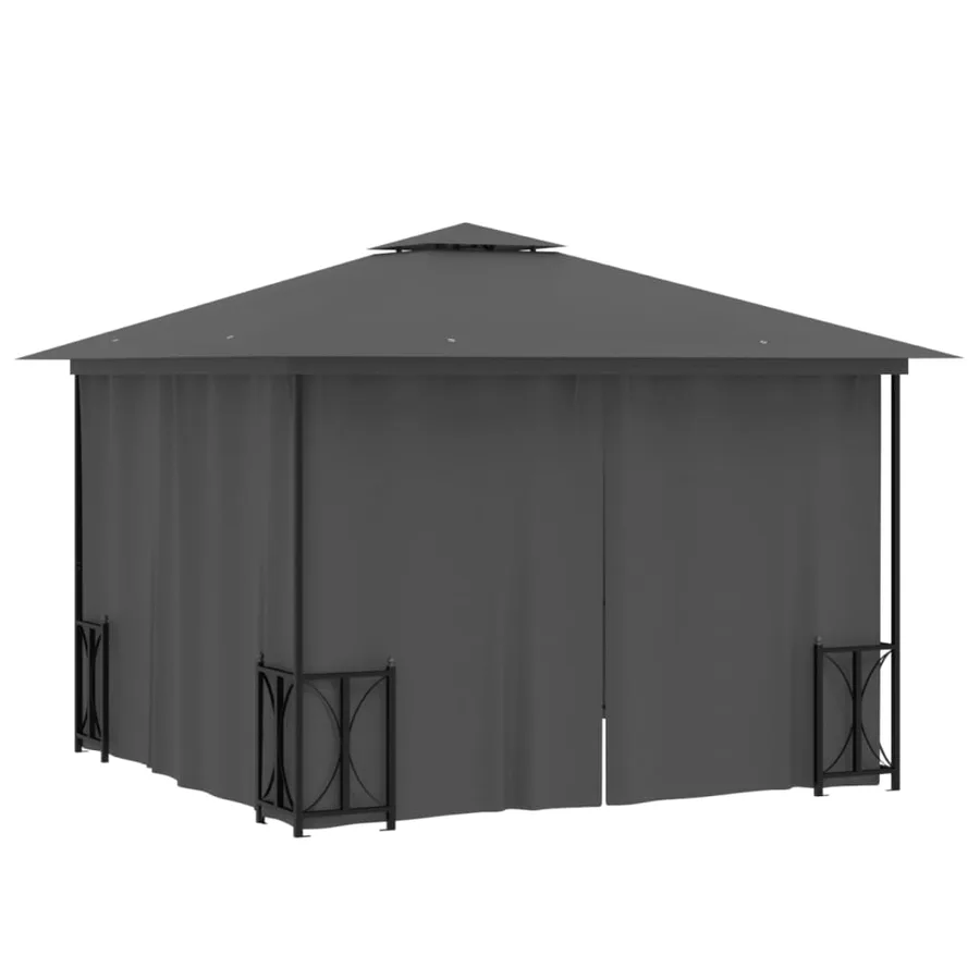 Tonnelle avec parois et toit double 3x3 m Anthracite - 4