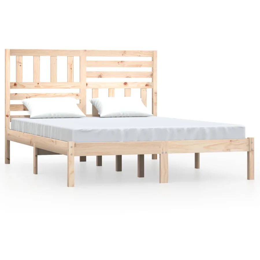 Cadre de lit sans matelas bois de pin massif 140x190 cm - 2