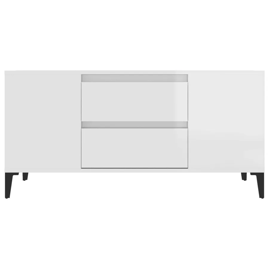 Meuble TV Blanc brillant 102x44,5x50 cm Bois d'ingénierie - 6