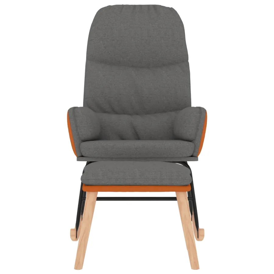 Chaise à bascule avec repose-pied Gris clair Tissu - 3