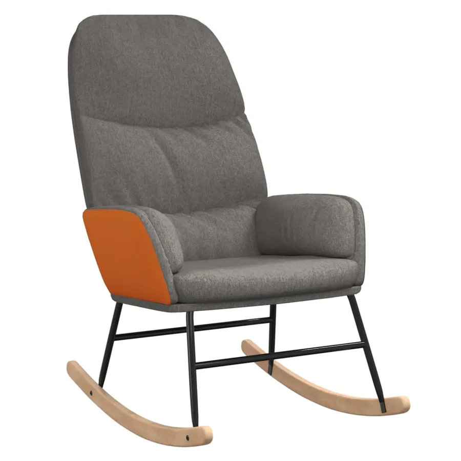 Chaise à bascule avec repose-pied Gris clair Tissu - 6
