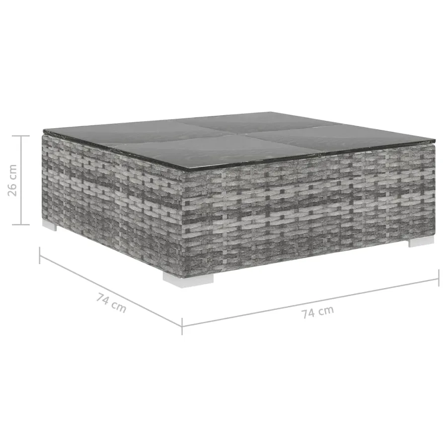 Salon de jardin 5 pcs avec coussins résine tressée gris - 11