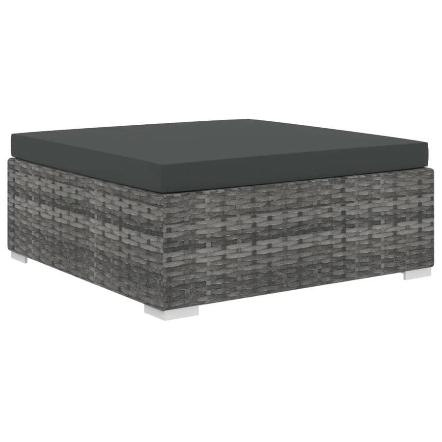 Salon de jardin 5 pcs avec coussins résine tressée gris - 6